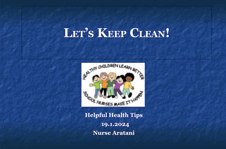 Message from Nurse Aratani Let’s Keep Clean